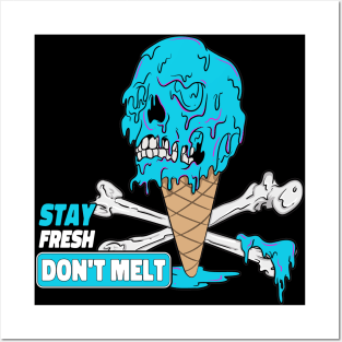 Don't Melt Dripping Ice Cream Skull Posters and Art